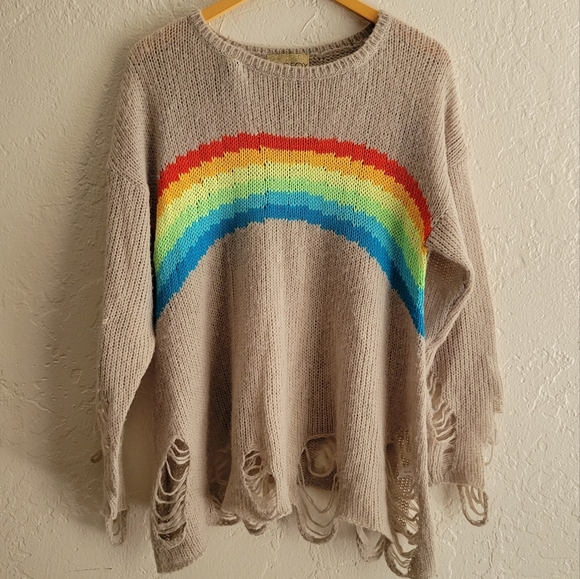 Wildfox White Label Lennon Rainbow Sweater XS - Picture 2 of 6